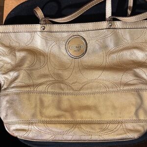 Coach Metallic Gold Tote Bag